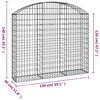 vidaXL Cesto Gabbione ad Arco in Ferro Zincato 400x30x120/140 cm Argento - Image 35 of 36