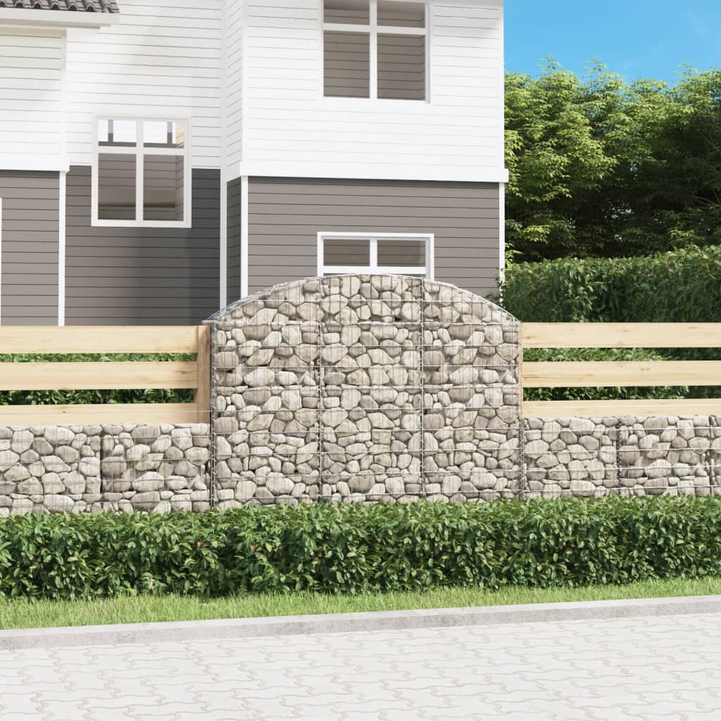 vidaXL Cesto Gabbione ad Arco in Ferro Zincato 400x30x120/140 cm Argento - Image 7 of 36