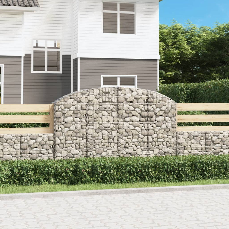 vidaXL Cesto Gabbione ad Arco in Ferro Zincato 400x30x120/140 cm Argento - Image 4 of 36