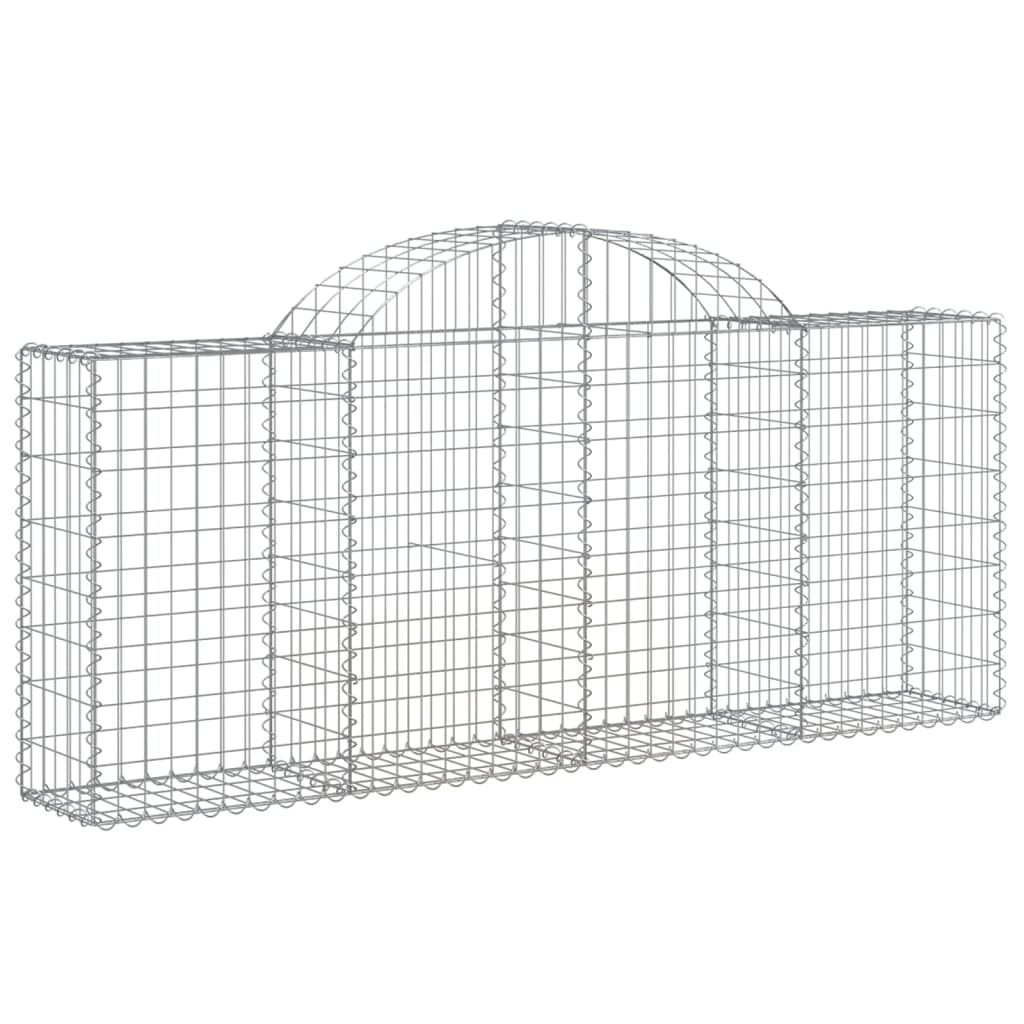 vidaXL Cesto Gabbione ad Arco 200x30x80/100 cm Ferro Zincato - Image 2 of 4