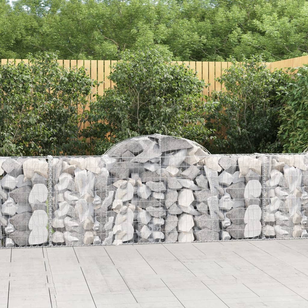 vidaXL Cesto Gabbione ad Arco 200x30x80/100 cm Ferro Zincato - Image 1 of 4
