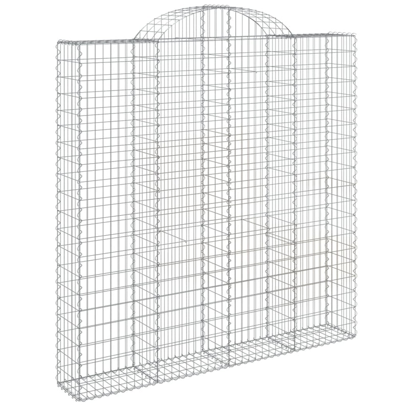 vidaXL Arched Gabion Basket, Galvanized Iron, 200x30x200/220 cm, Silver - Image 10 of 28