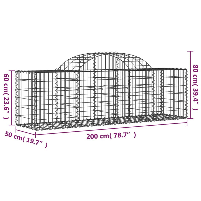 Cesto Gabbione ad Arco in Ferro Zincato 200×50×60/80 cm Argento - Image 4 of 4