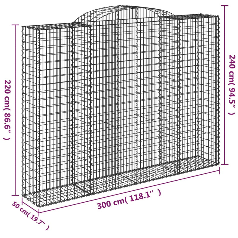 vidaXL Cesto Gabbione ad Arco 200x50x220/240 cm Ferro Zincato - Image 27 of 28