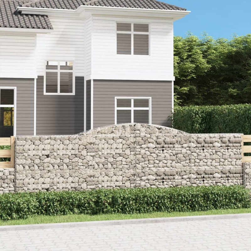 vidaXL Cesto Gabbione ad Arco in Ferro Zincato 400x30x120/140 cm Argento - Image 6 of 36