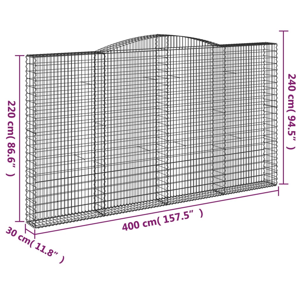 Cesto Gabbione ad Arco in Ferro Zincato 400×30×220/240 cm Argento - Image 4 of 4