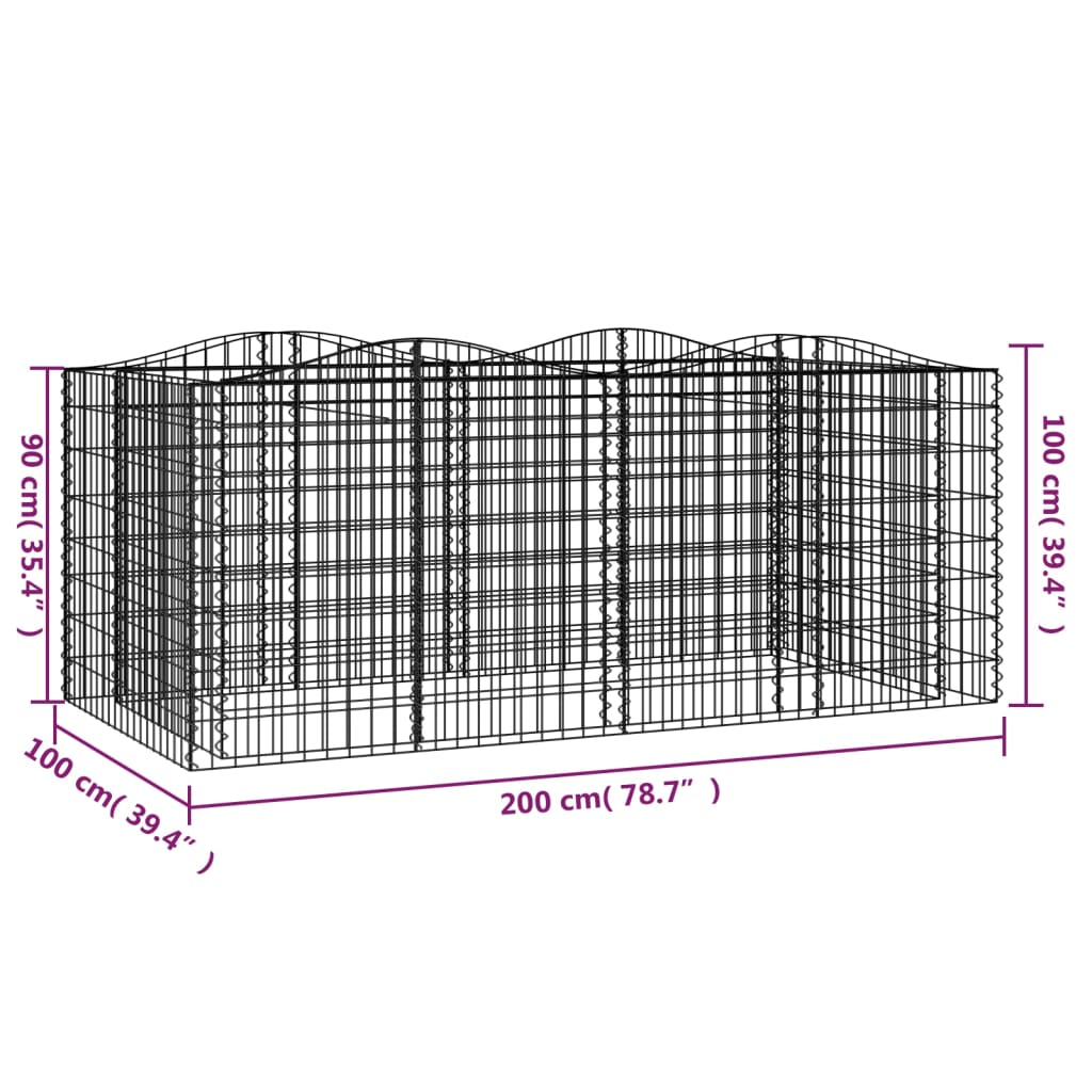 vidaXL Gabbione ad Arco con Letto Rialzato in Ferro Zincato 200x50x50 cm Argento - Image 24 of 24