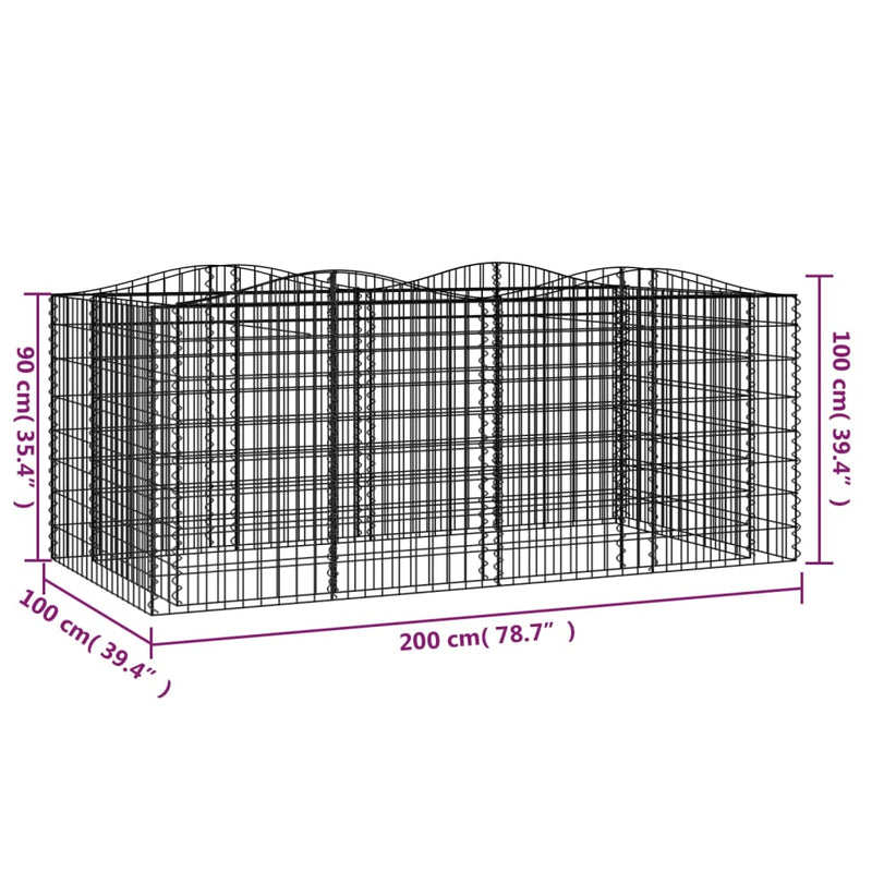 vidaXL Gabbione ad Arco con Letto Rialzato in Ferro Zincato 200x50x50 cm Argento - Image 24 of 24