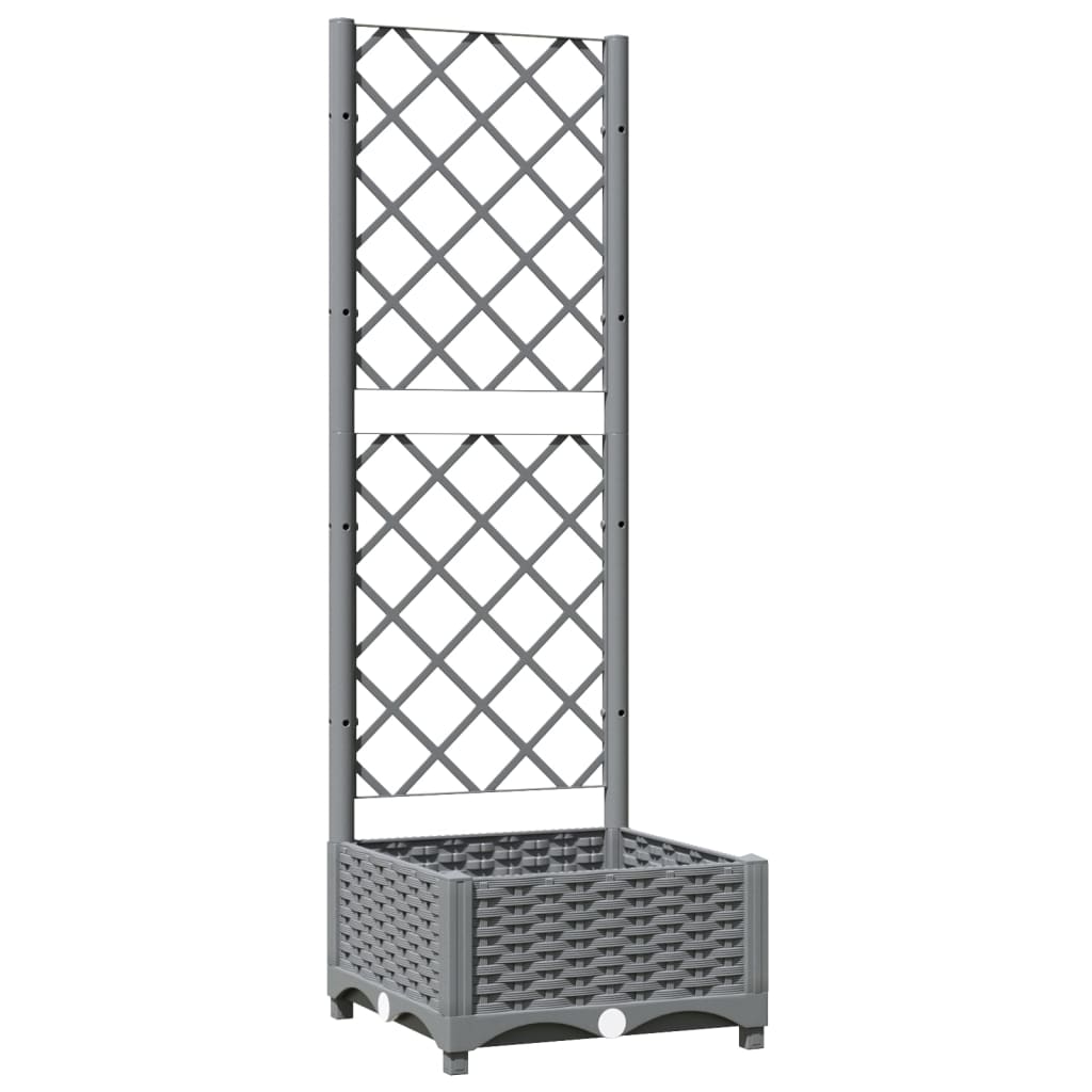 vidaXL Garden Planter with Trellis Light Grey 40x40x121.5 cm PP - Image 5 of 24