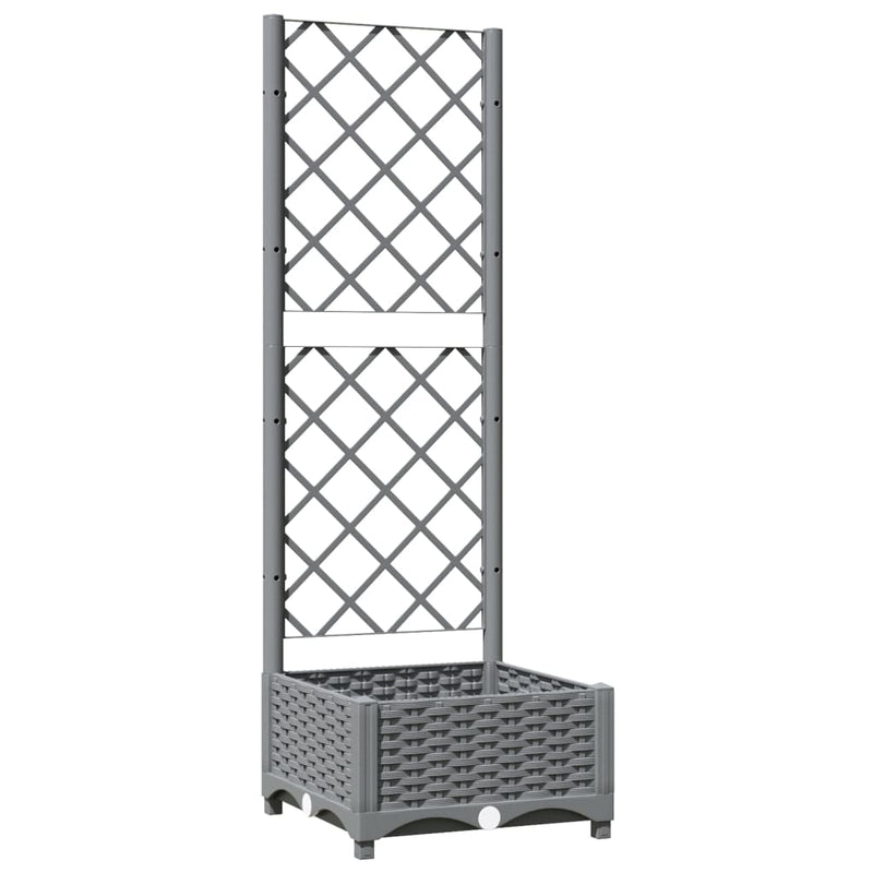 vidaXL Garden Planter with Trellis Light Grey 40x40x121.5 cm PP - Image 5 of 24
