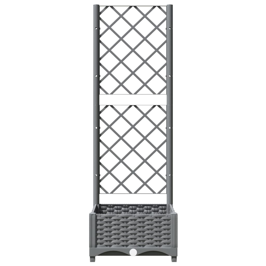 vidaXL Garden Planter with Trellis Light Grey 40x40x121.5 cm PP - Image 9 of 24