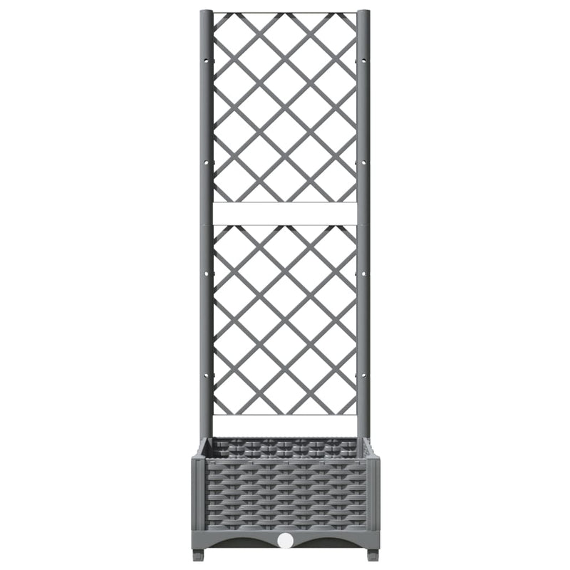 vidaXL Garden Planter with Trellis Light Grey 40x40x121.5 cm PP - Image 9 of 24