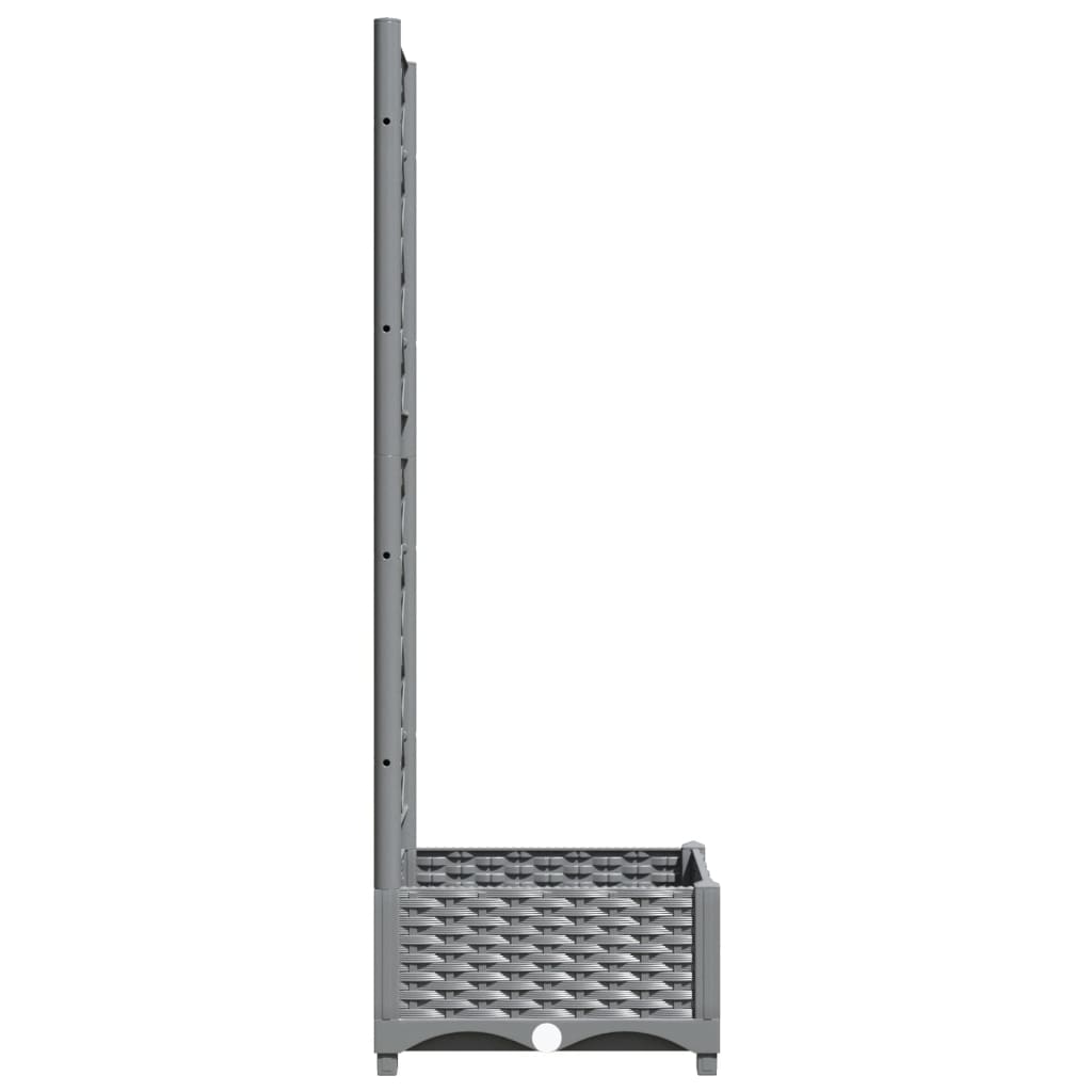 vidaXL Garden Planter with Trellis Light Grey 40x40x121.5 cm PP - Image 14 of 24
