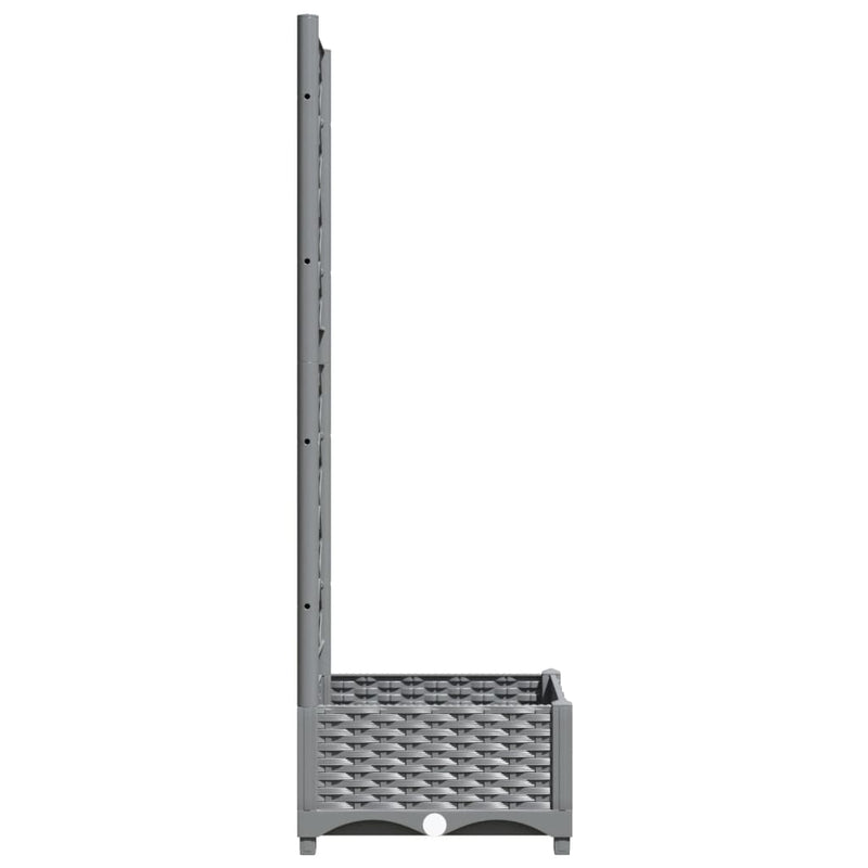 vidaXL Garden Planter with Trellis Light Grey 40x40x121.5 cm PP - Image 14 of 24