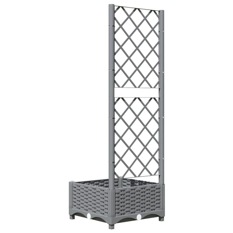 vidaXL Garden Planter with Trellis Light Grey 40x40x121.5 cm PP - Image 11 of 24