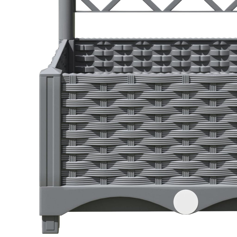 vidaXL Garden Planter with Trellis Light Grey 40x40x121.5 cm PP - Image 18 of 24