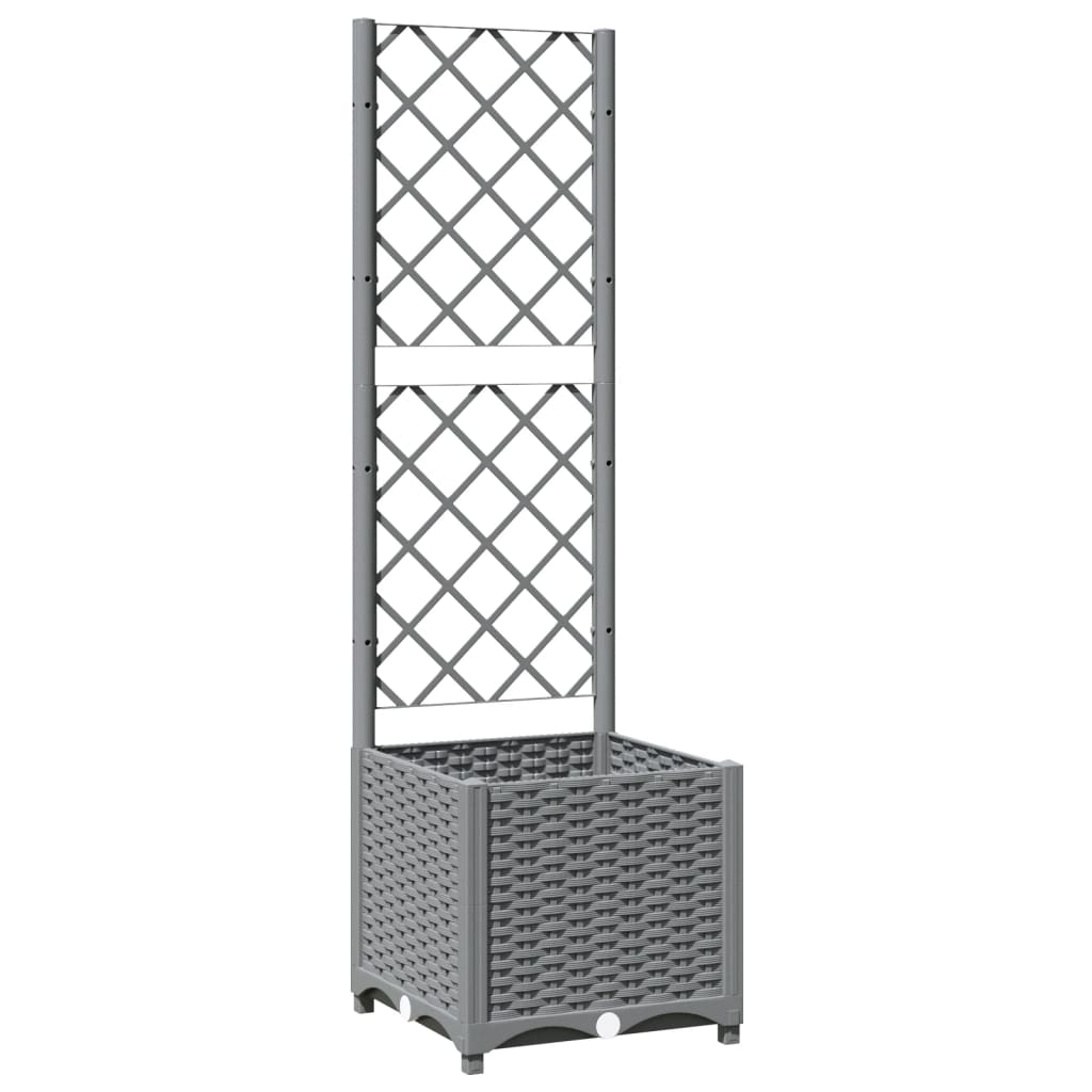 vidaXL Maceta de Jardín con Celosía PP 40x40x136 cm Gris Claro - Image 6 of 31