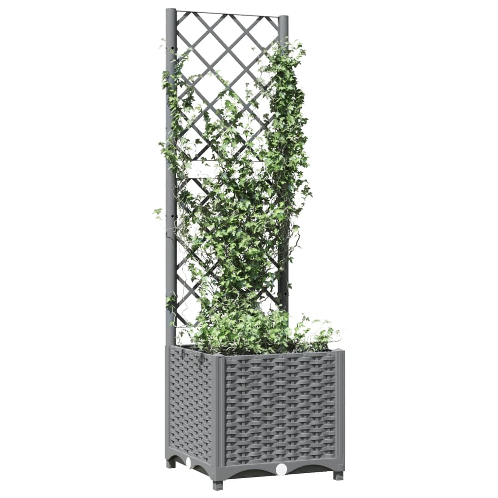 vidaXL Maceta de Jardín con Celosía PP 40x40x136 cm Gris Claro - Image 25 of 31