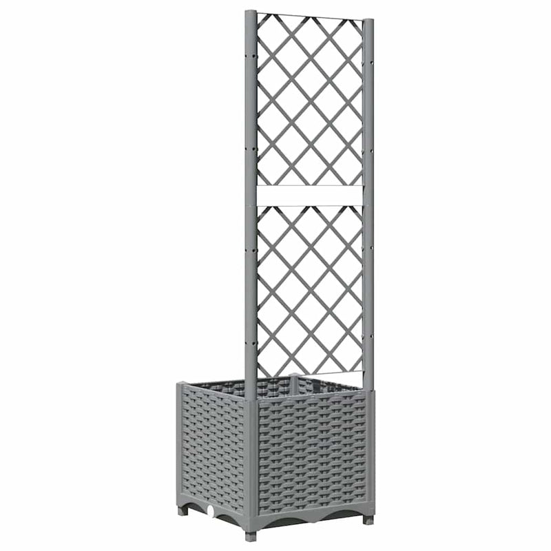vidaXL Maceta de Jardín con Celosía PP 40x40x136 cm Gris Claro - Image 14 of 31