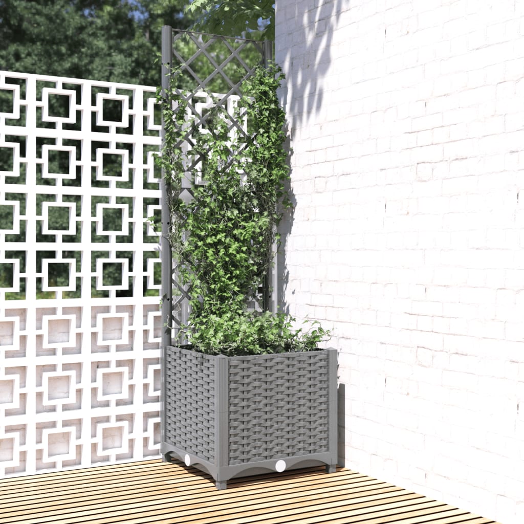 vidaXL Maceta de Jardín con Celosía PP 40x40x136 cm Gris Claro - Image 1 of 31
