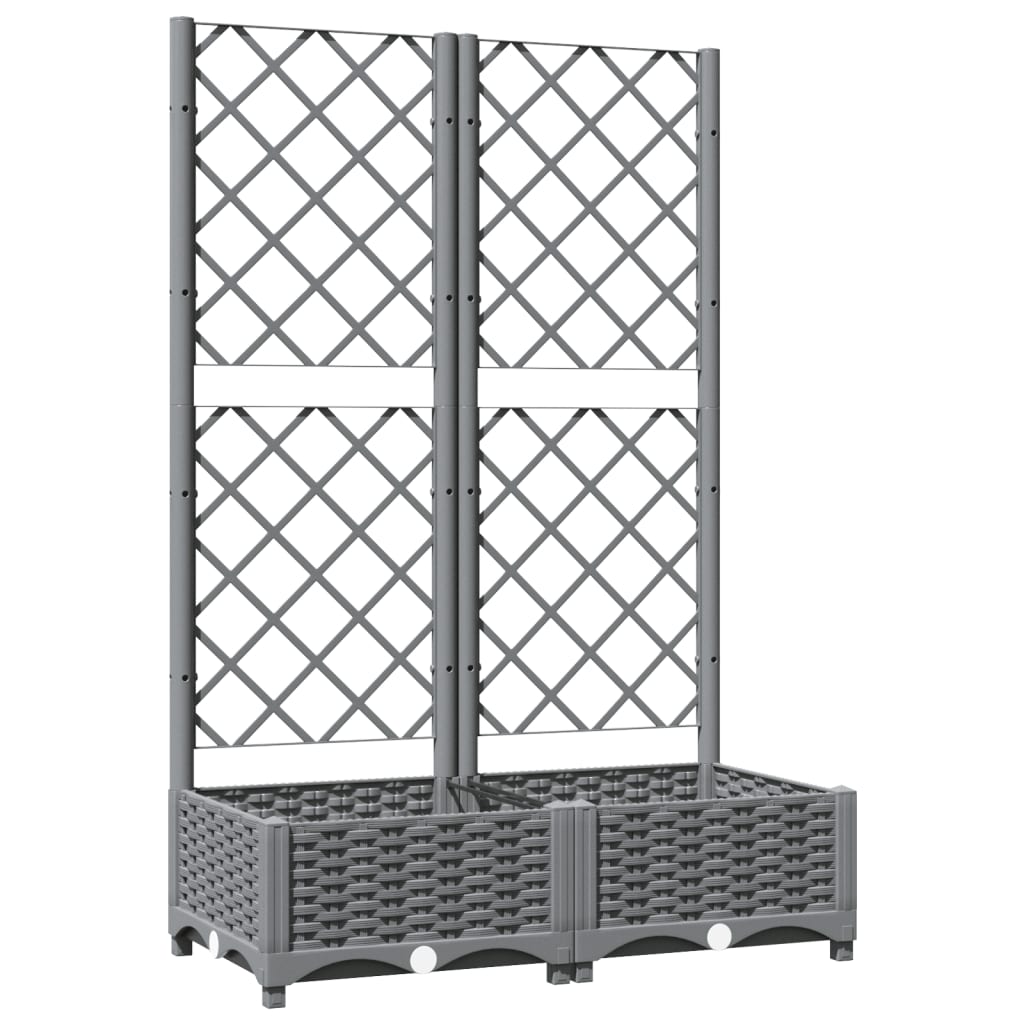 vidaXL Garden Planter with Trellis Light Grey 40x40x121.5 cm PP - Image 4 of 24