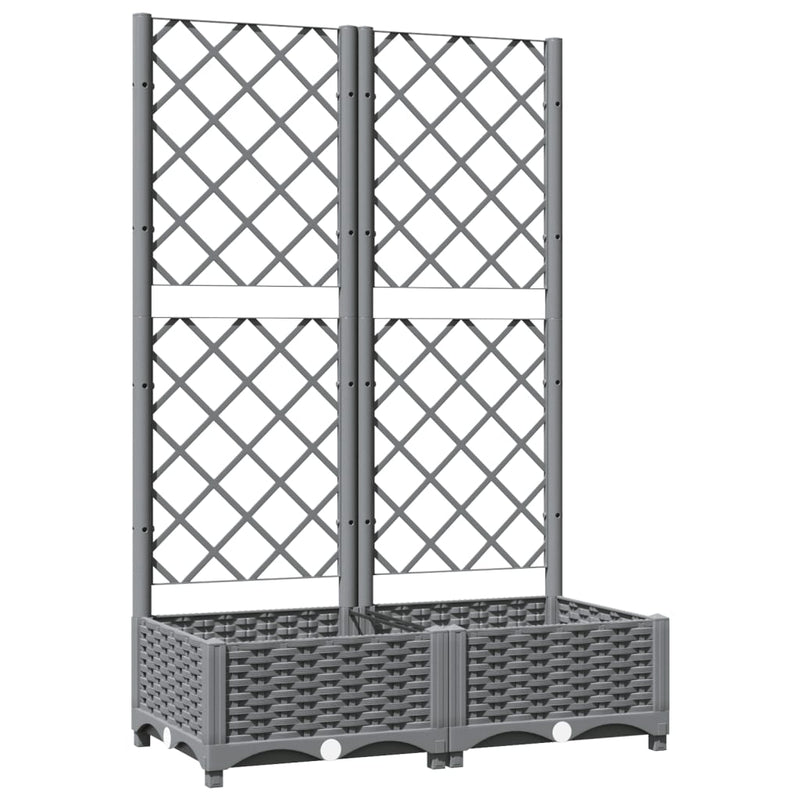 vidaXL Garden Planter with Trellis Light Grey 40x40x121.5 cm PP - Image 4 of 24