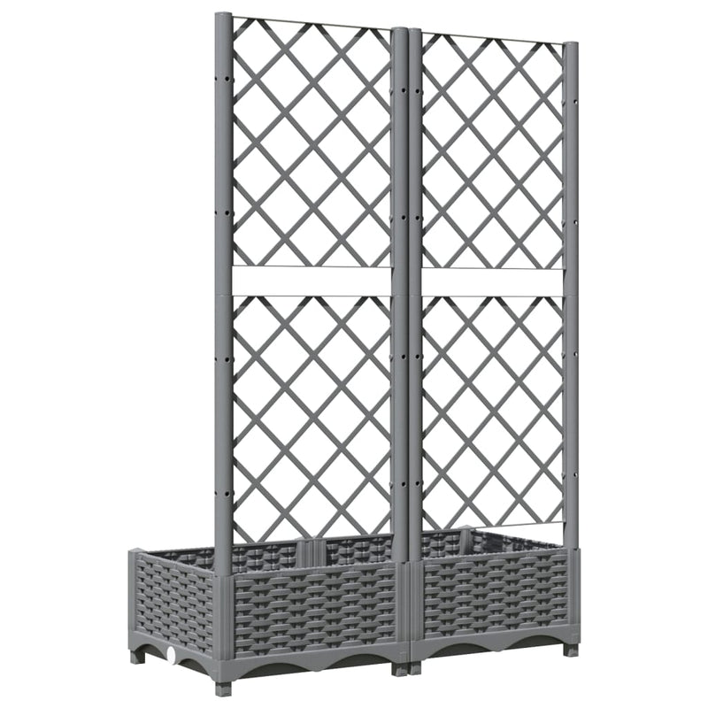 vidaXL Garden Planter with Trellis Light Grey 40x40x121.5 cm PP - Image 12 of 24