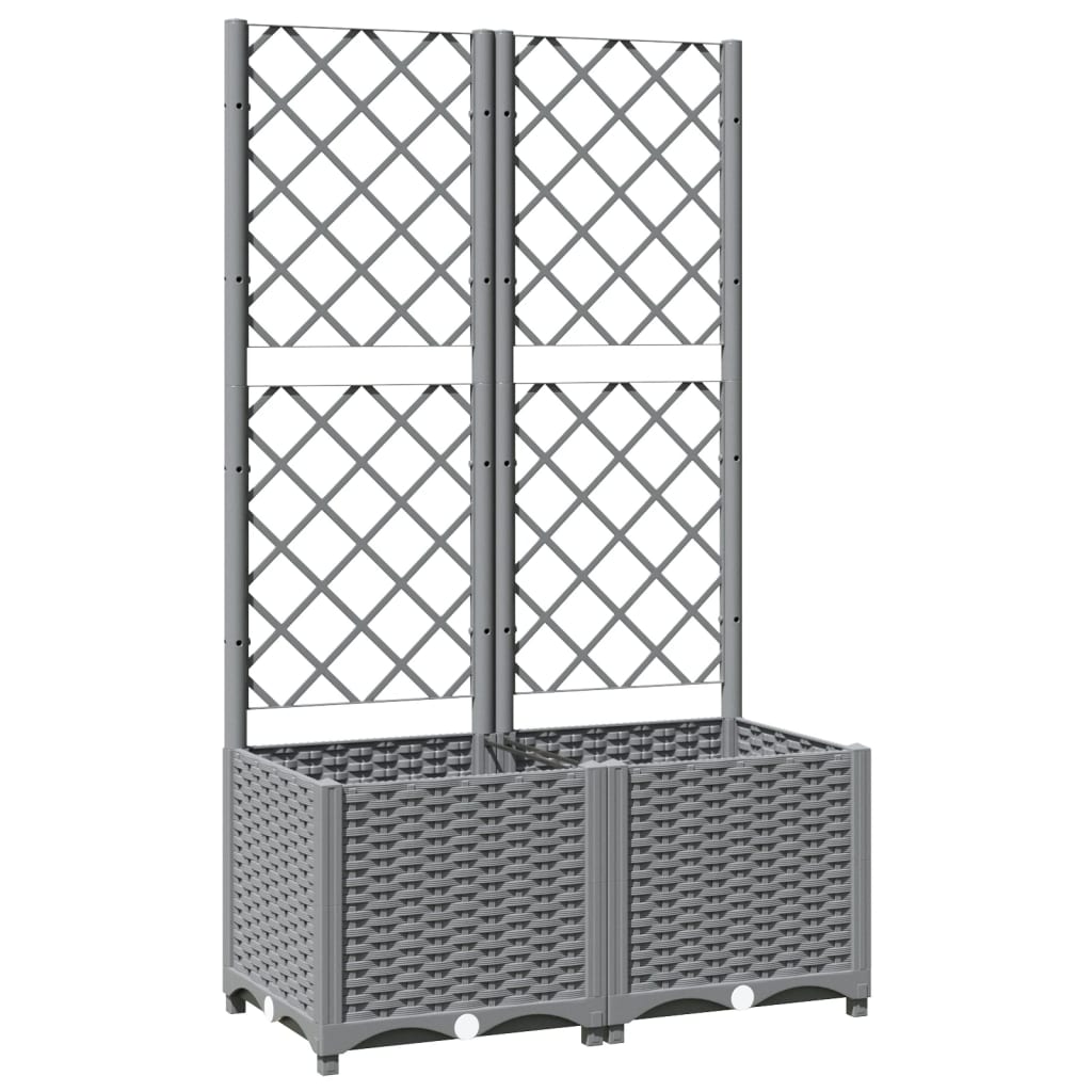vidaXL Maceta de Jardín con Celosía PP 40x40x136 cm Gris Claro - Image 8 of 31