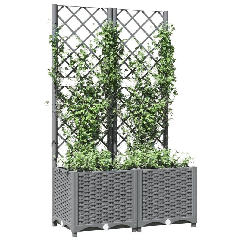 vidaXL Maceta de Jardín con Celosía PP 40x40x136 cm Gris Claro - Image 28 of 31