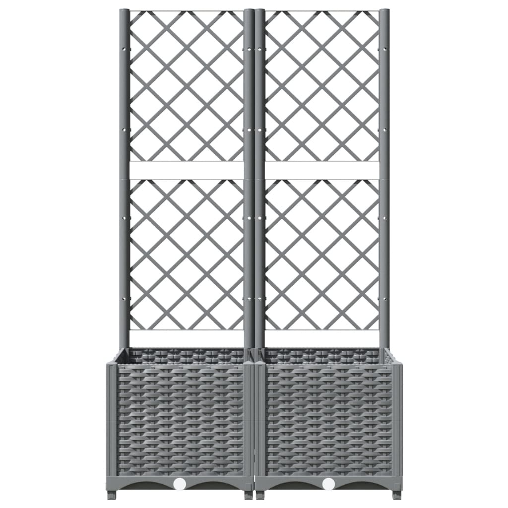 vidaXL Maceta de Jardín con Celosía PP 40x40x136 cm Gris Claro - Image 10 of 31