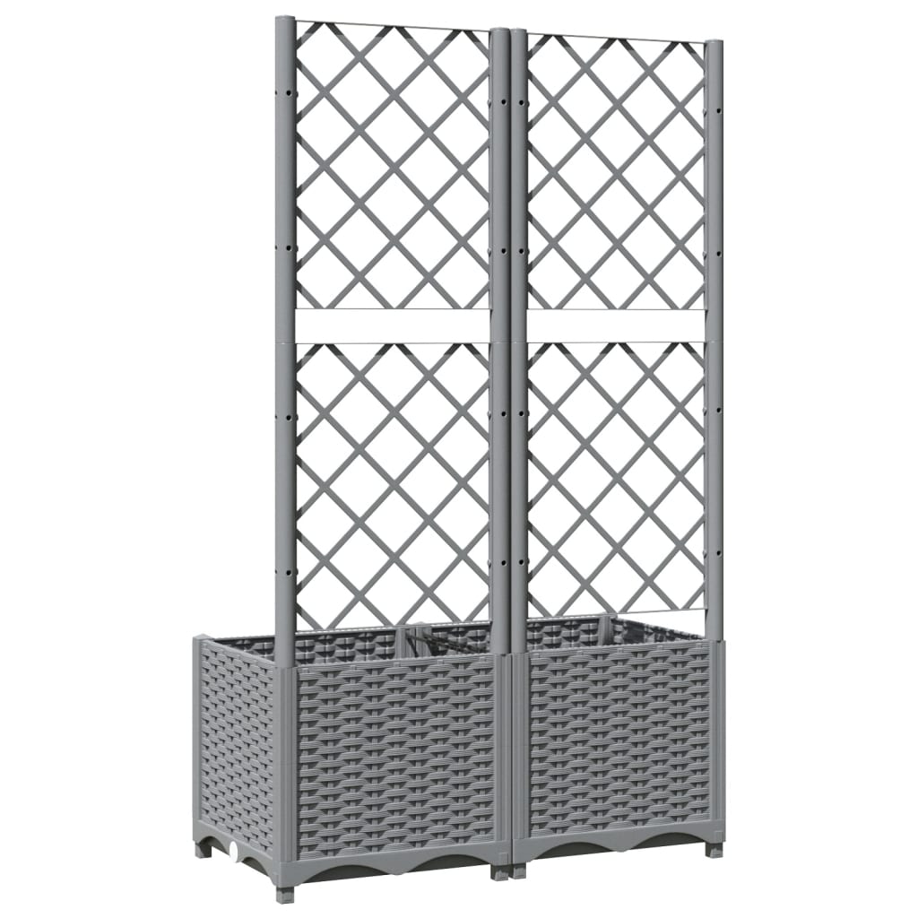 vidaXL Maceta de Jardín con Celosía PP 40x40x136 cm Gris Claro - Image 15 of 31