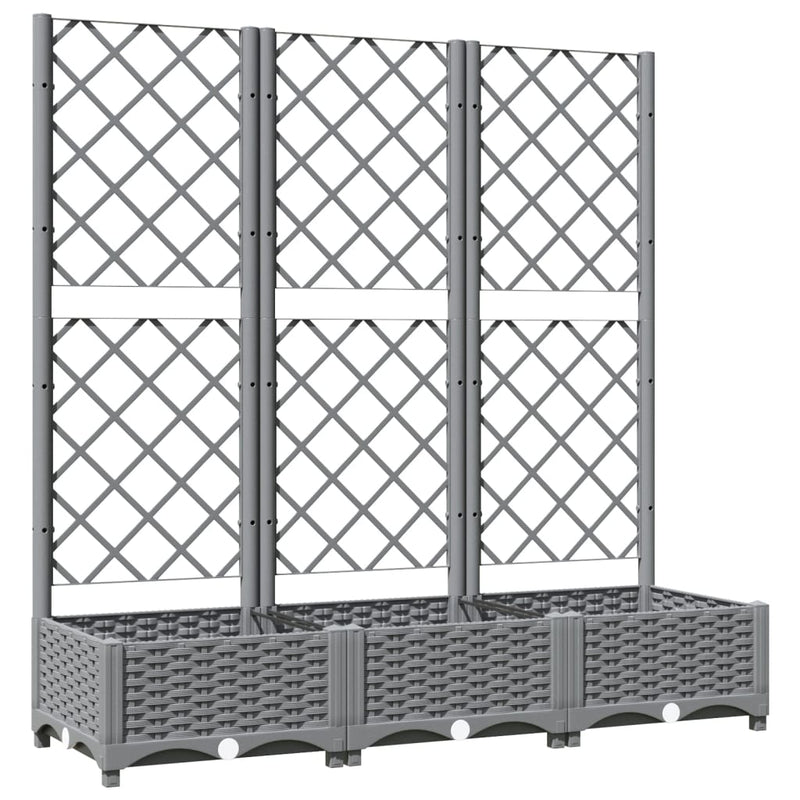 vidaXL Garden Planter with Trellis Light Grey 40x40x121.5 cm PP - Image 6 of 24
