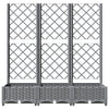 vidaXL Garden Planter with Trellis Light Grey 40x40x121.5 cm PP - Image 8 of 24