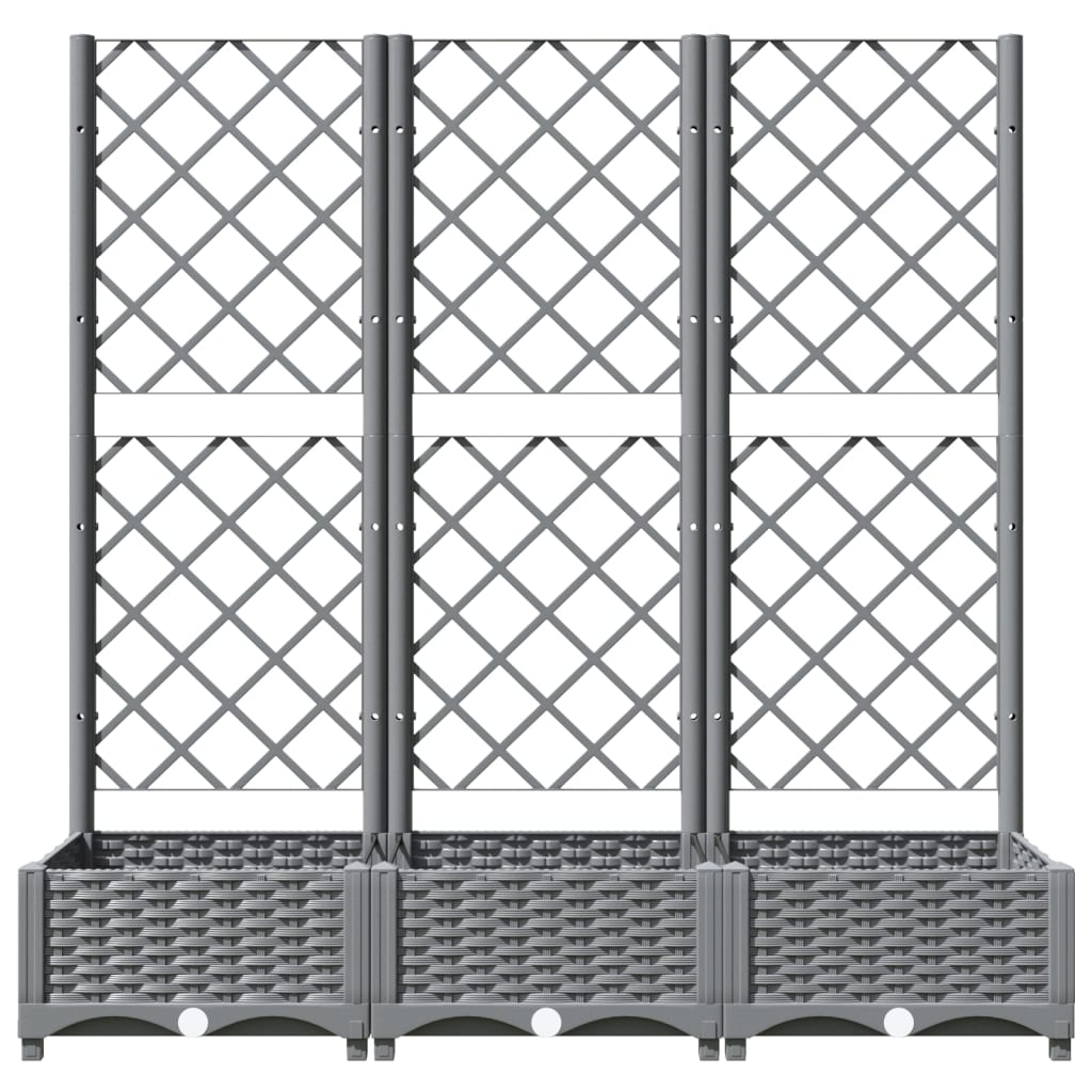 vidaXL Garden Planter with Trellis Light Grey 40x40x121.5 cm PP - Image 8 of 24