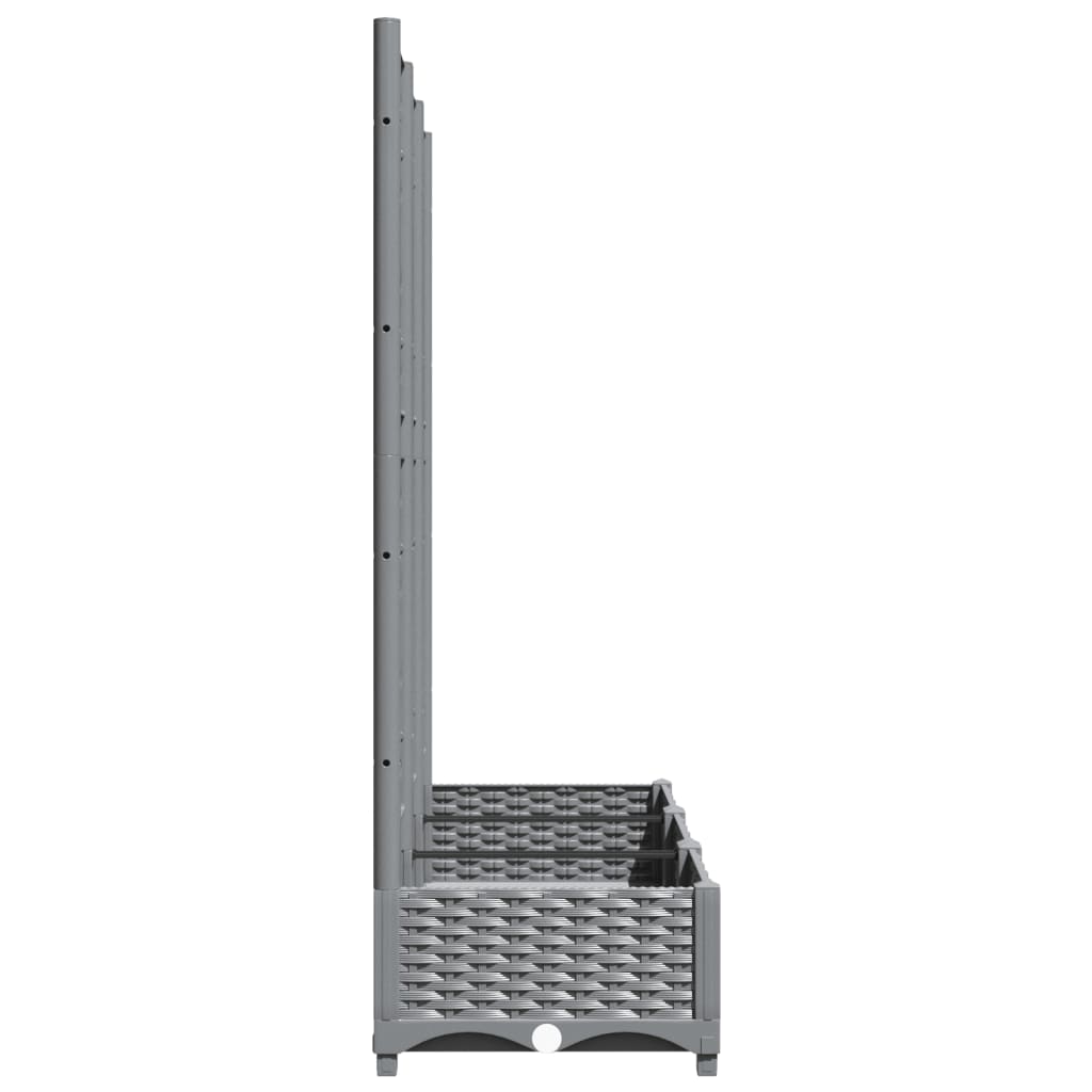 vidaXL Garden Planter with Trellis Light Grey 40x40x121.5 cm PP - Image 15 of 24