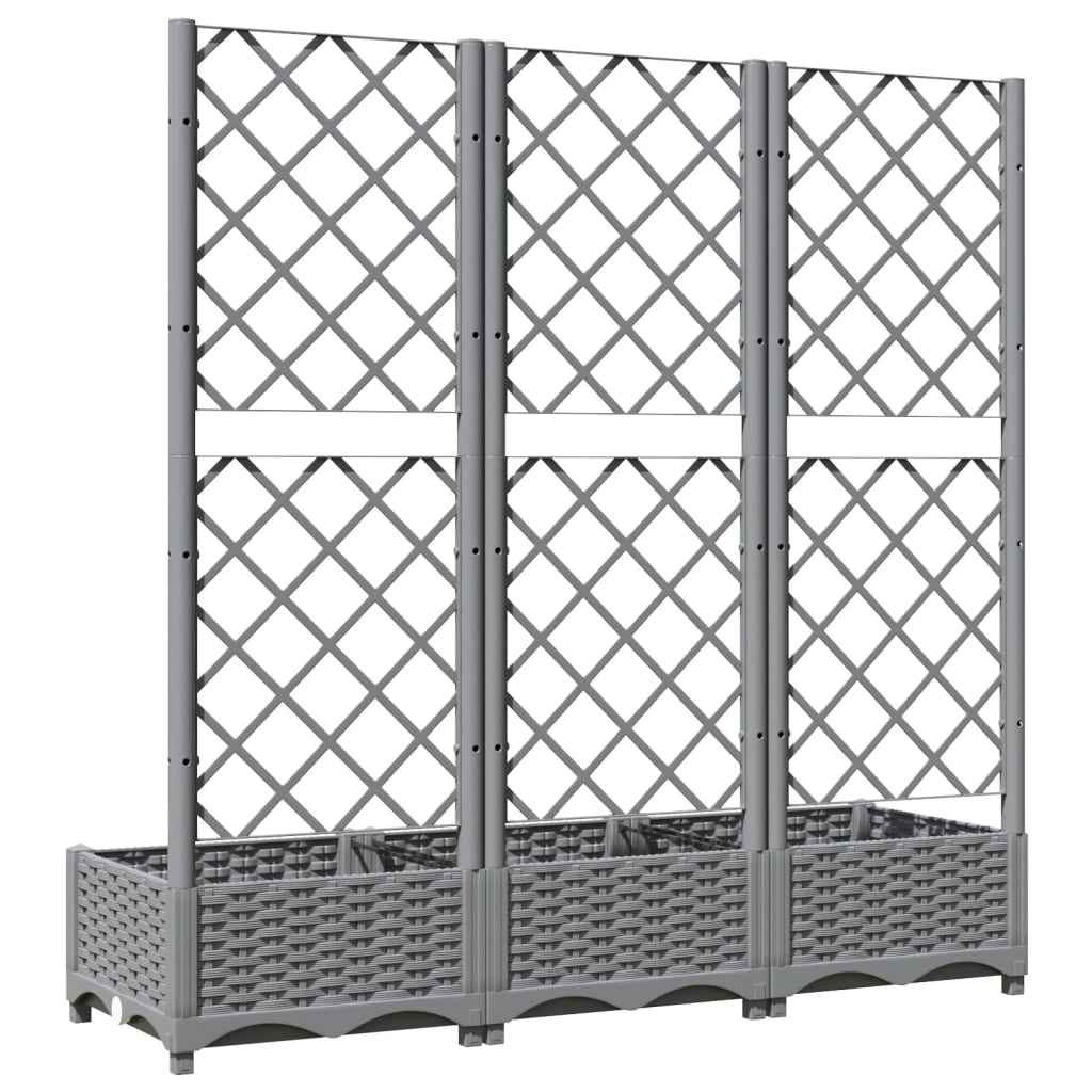 vidaXL Garden Planter with Trellis Light Grey 40x40x121.5 cm PP - Image 10 of 24