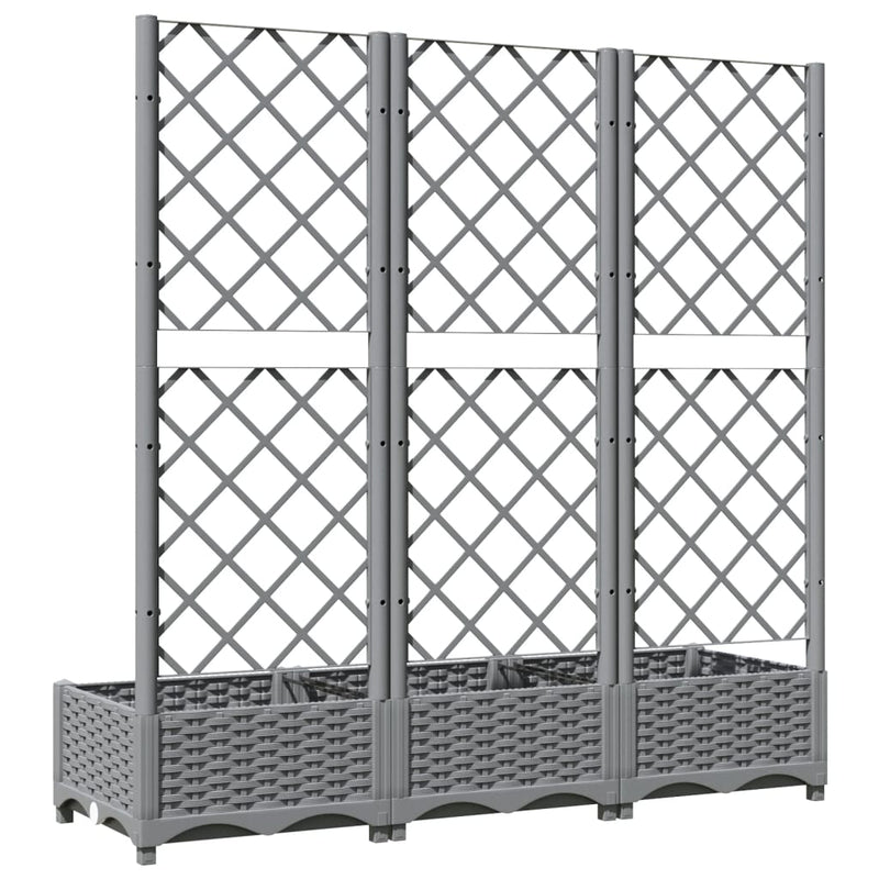 vidaXL Garden Planter with Trellis Light Grey 40x40x121.5 cm PP - Image 10 of 24