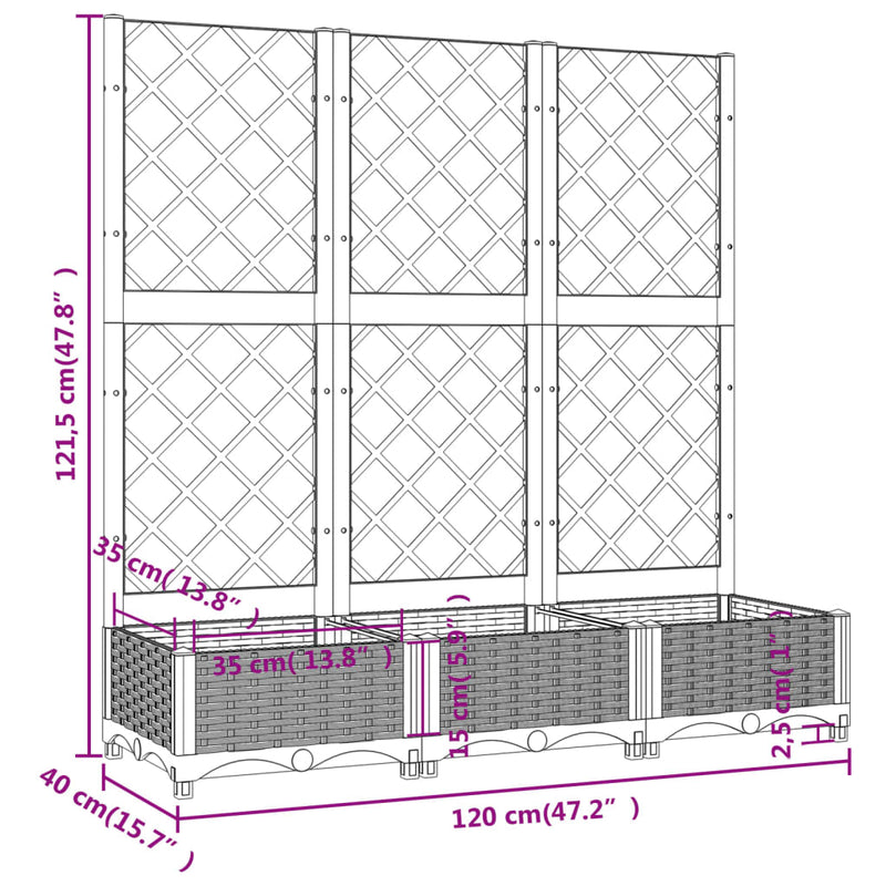 Fioriera e Graticcio PP 120x120x121,5 cm Grigio Chiaro - immagine 16 | SolPatio - Image 16 of 16