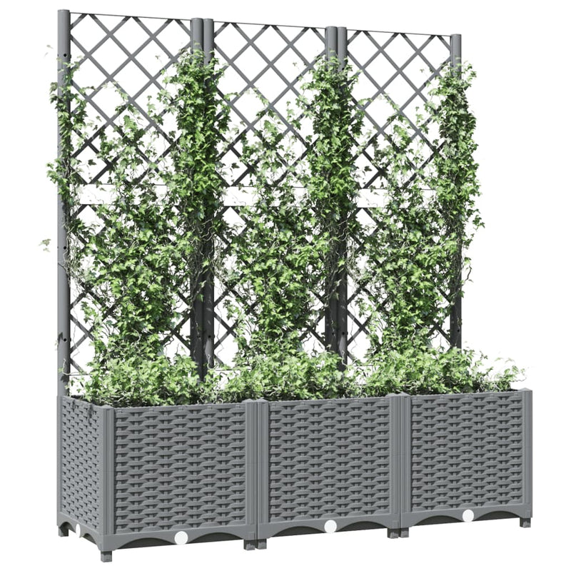 vidaXL Maceta de Jardín con Celosía PP 40x40x136 cm Gris Claro - Image 9 of 31