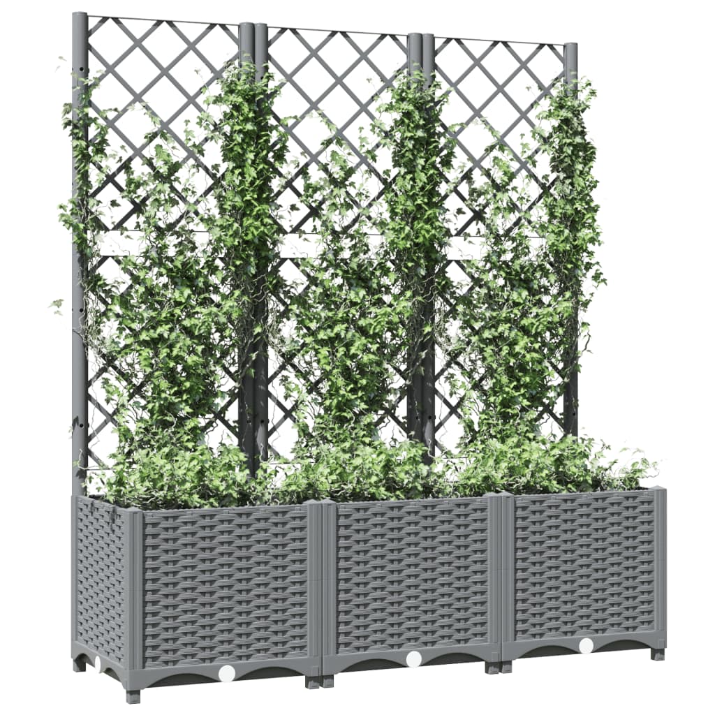 vidaXL Fioriera Giardino con Graticcio Grigio Chiaro 120x40x136cm PP - Image 3 of 7