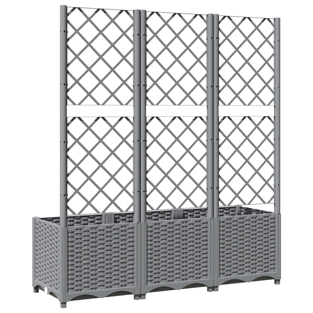 vidaXL Garden Planter with Trellis, PP, 120x40x136cm, Light Grey - Image 10 of 15