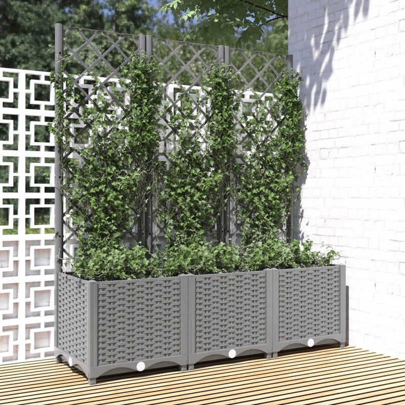 Fioriera Giardino con Graticcio Grigio Chiaro 120×40×136cm PP - Image 1 of 7
