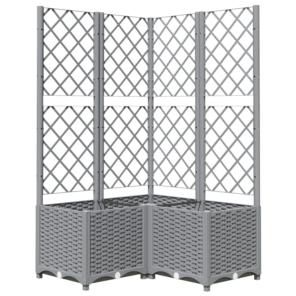vidaXL Maceta de Jardín con Celosía PP 40x40x136 cm Gris Claro - Image 7 of 31