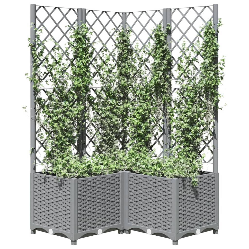 vidaXL Maceta de Jardín con Celosía PP 40x40x136 cm Gris Claro - Image 27 of 31