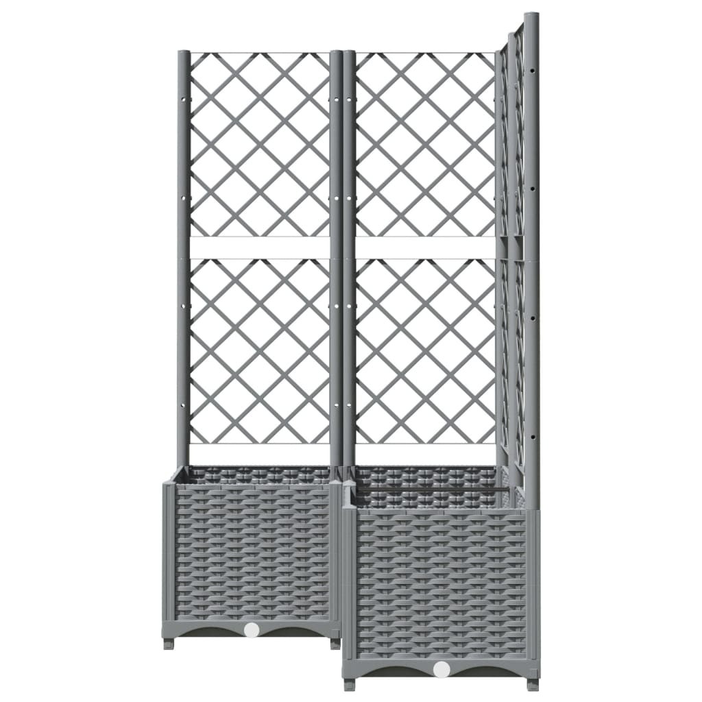 vidaXL Maceta de Jardín con Celosía PP 40x40x136 cm Gris Claro - Image 11 of 31