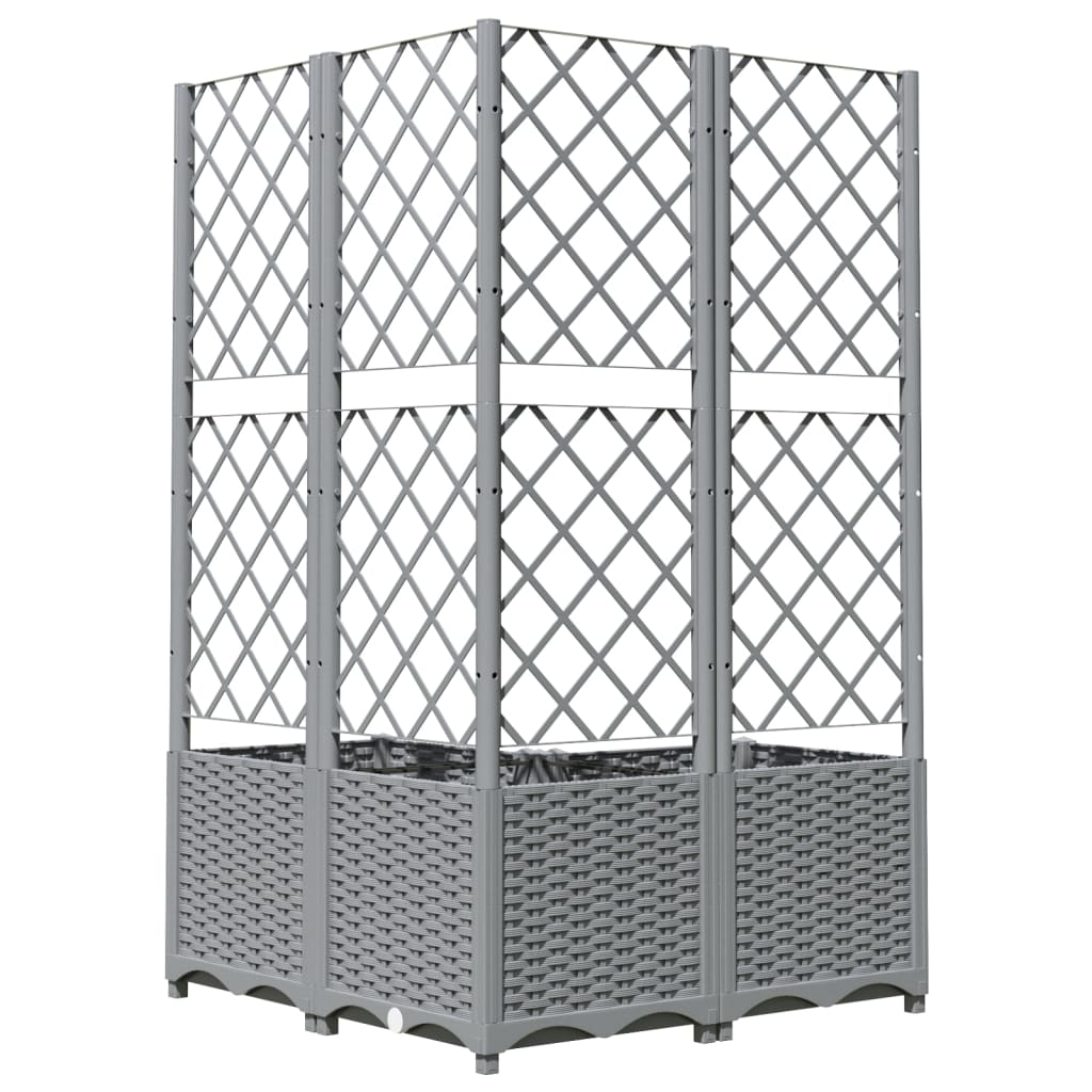 vidaXL Maceta de Jardín con Celosía PP 40x40x136 cm Gris Claro - Image 16 of 31