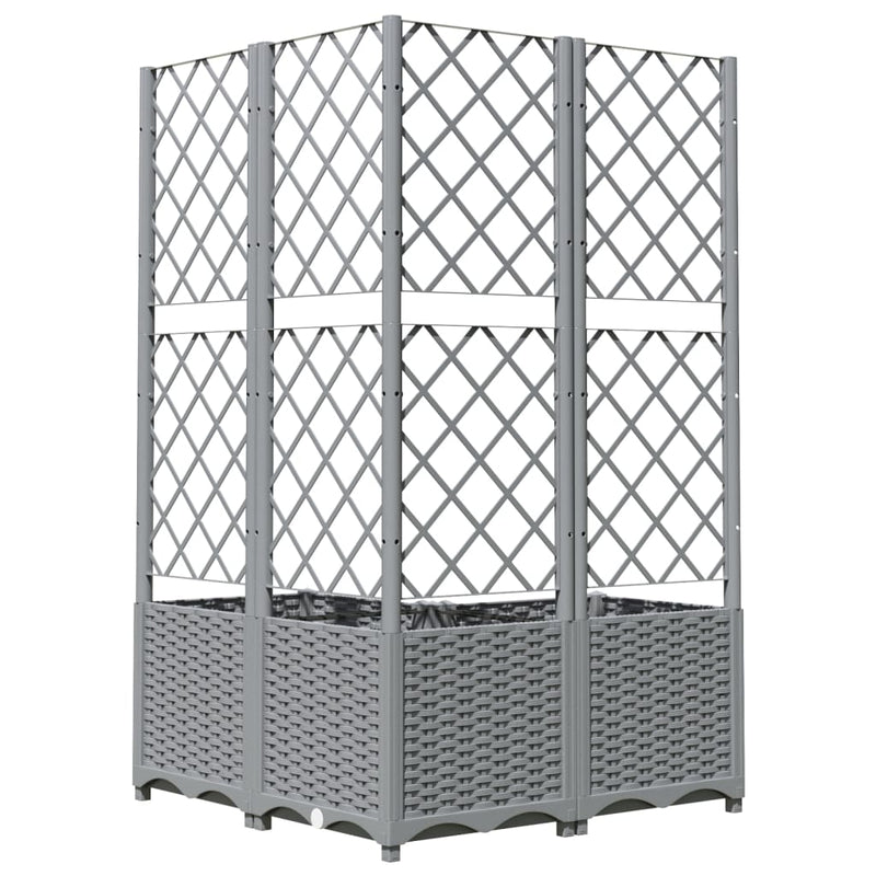 vidaXL Maceta de Jardín con Celosía PP 40x40x136 cm Gris Claro - Image 16 of 31