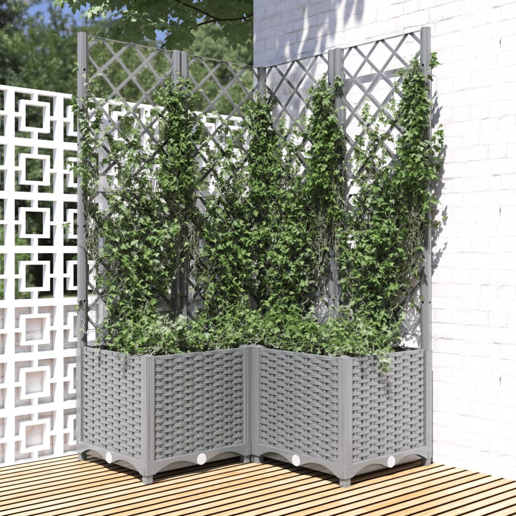 vidaXL Maceta de Jardín con Celosía PP 40x40x136 cm Gris Claro - Image 2 of 31