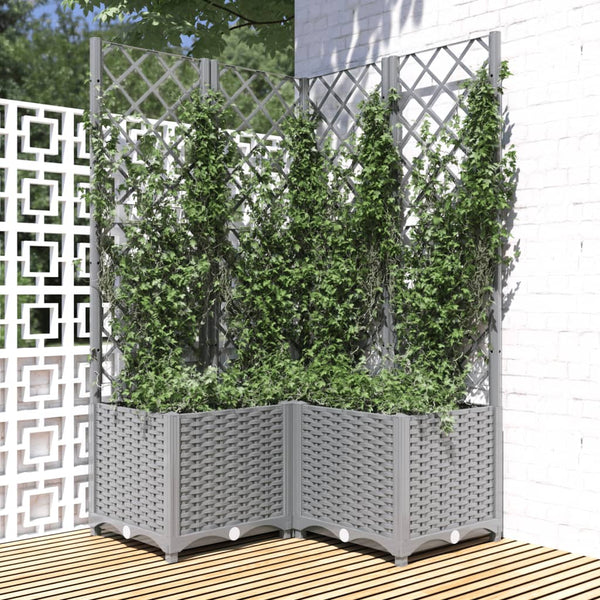 Fioriera da Giardino con Graticcio PP 40x40x136 cm Grigio Chiaro - immagine 2 | SolPatio
