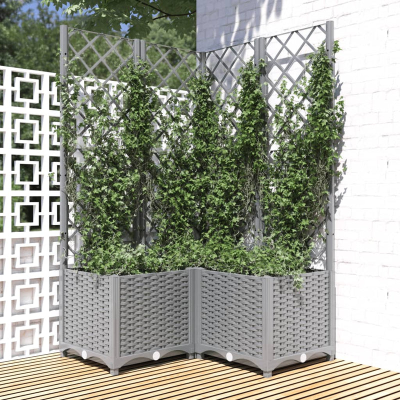 vidaXL Maceta de Jardín con Celosía PP 40x40x136 cm Gris Claro - Image 2 of 31